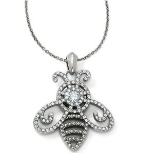 Brighton ILLUMINA BEE Bumblebee Pendant Necklace‎ Silver Tone Crystal Accents